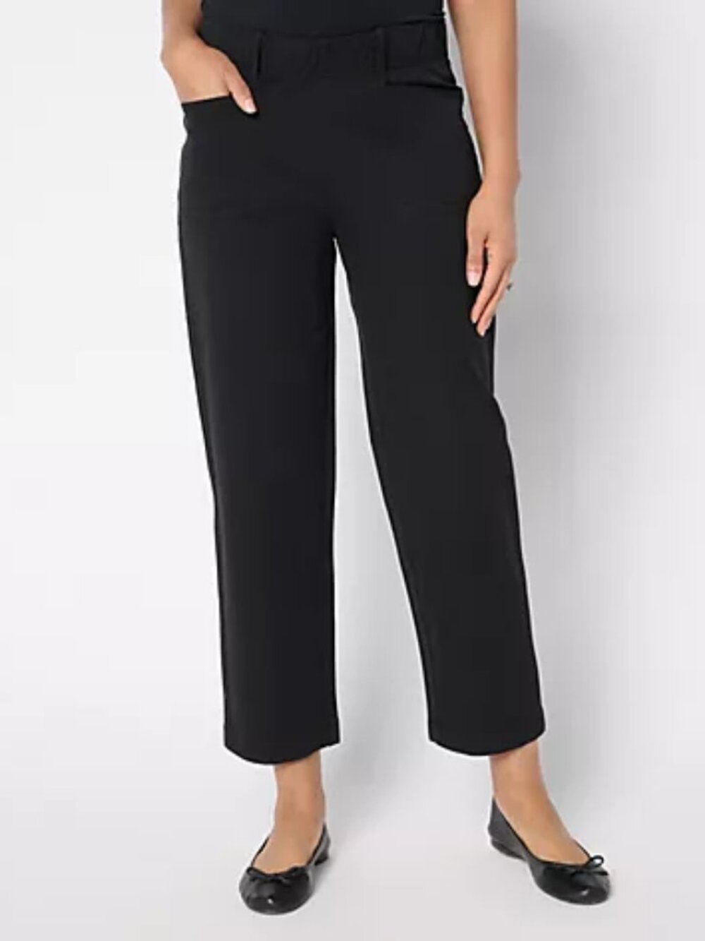 AnyBody All-Stretch Twill Straight Leg Ankle Pants, Black Sz  TALL a683179
